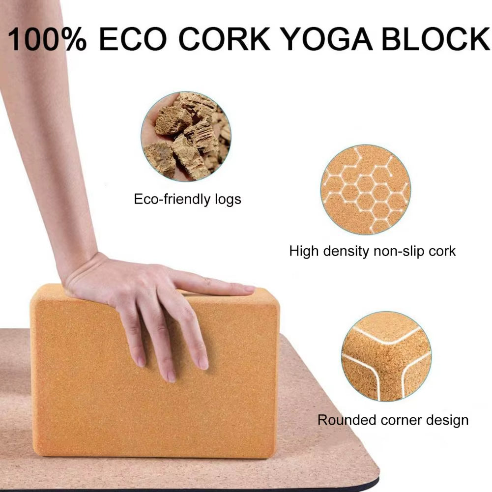 Yoga Block Durable Yoga Block High Density Cork Yoga Block Non-Slip Eco-Friendly Fitness Equipment for Natural Stretching